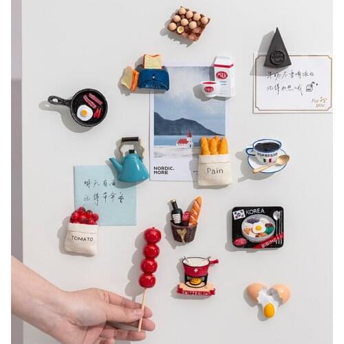 3D Resin Fridge Magnets Cartoon Bread Donut Milk Refrigerator Message Sticker Kids Children Toy Home Christmas Decoration 1pc