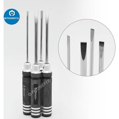 4pcs Slotted Blade Tip Screwdriver 3.0mm 4.0mm 5.0mm 6.0mm Slotted Screw Driver For FPV RC Drone Robot Car Repair Wrench Tools