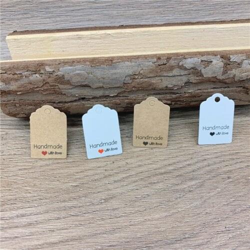 400Pcs 3x2cm Kraft Paper Hand Made With Love Labels Gift Wrapping Supplies Wedding Party Favors