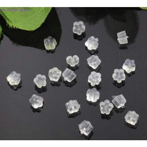 50/100 Pcs Flower Shape Safety Earrings Jewelry Accessory Soft Rubber Earring Hook Backs Stopper Ear nut Clear Ear Back Stoppers