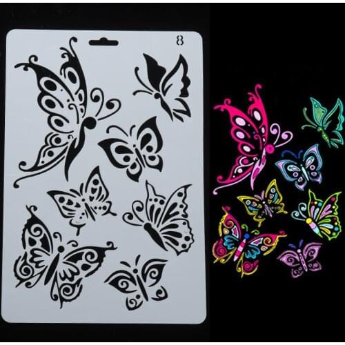 A4 DIY Craft Butterfly Layering Stencil Drawing Mould Painting Template For Walls Painting Scrapbooking Decorative