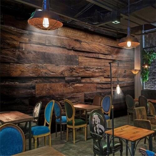 Beibehang Wooden Cropped Wooden Wallpaper Bar Cafe Lounge TV Wall Backdrop Large Custom Wallpaper Mural Decor