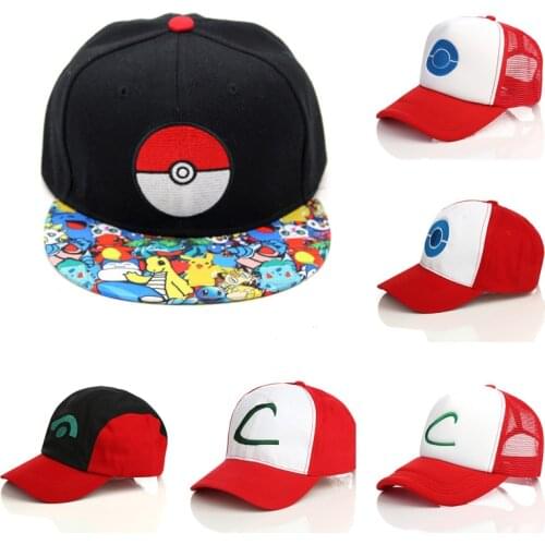 Pokemon Pikachu Boys Girls Baseball Cap Hip Hop Anime Cosplay Poke Ball Demonstration Visor Flat Edge Adjustable Hat Men
