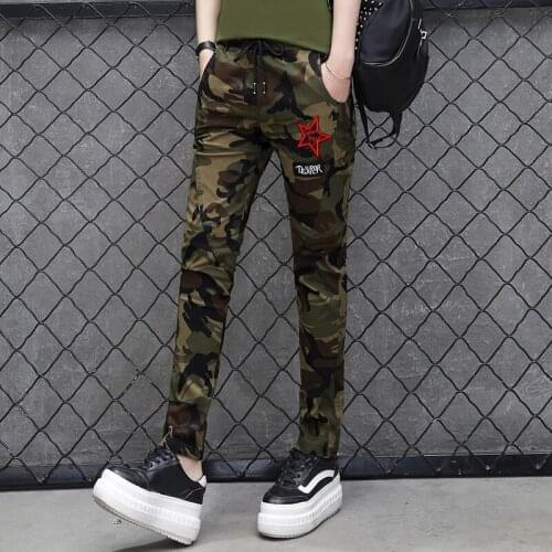 Outdoor Sport Camouflage Pants Women Stretch Casual Cotton Slim Military Trousers Wear Resistant Army Fashion Hiking Cargo Pants