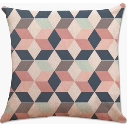 Cushion Case Simple Style Color Block Square Sofa Pillow Case Cushion Cover Cotton Linen Square Decorative Pillow Case