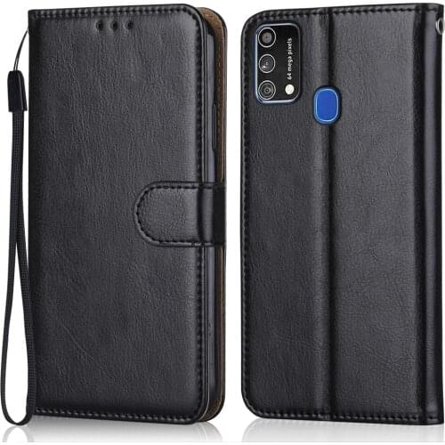 Folio Luxury Leather Case for On Samsung Galaxy M21s Wallet Stand Flip Case Phone Bag with Strap