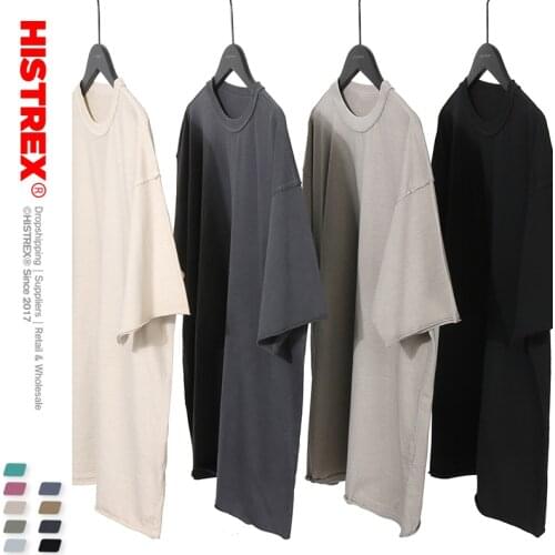 Reversible Clothing 100% Cotton 190g Dropped Shoulder Men T Shirt Casual Funny T-Shirts Crewneck Vinta Tshirt Man V7793