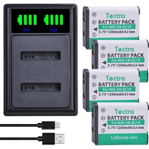 EN-EL19 ENEL19 EL19 Li-ion Battery+LED Dual Charger for Nikon Coolpix S32 S33 S100 S2500 S2750 S3100 S3200 S3300 S3400 S3500
