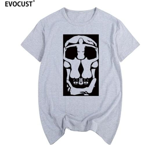 Graphic rendition of Salvador Dalis living skull sculpture Summer print T-shirt Cotton Men T shirt New women TEE