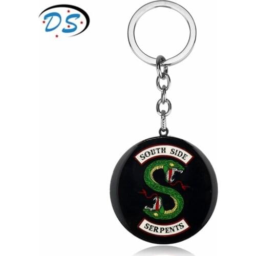 Riverdale South Side Serpents Metal Enamel Keychain Jewelry Keyrings Women Men Round Pendant Key Chain Fashion Trinket Llavero