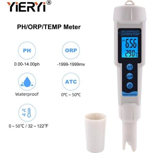 Yieryi ORP-3569 ORP Meter 3 in 1 pH ORP TEMP Tester with Backlight Multi-parameter Digital Tri-Meter Water Quality Monitor