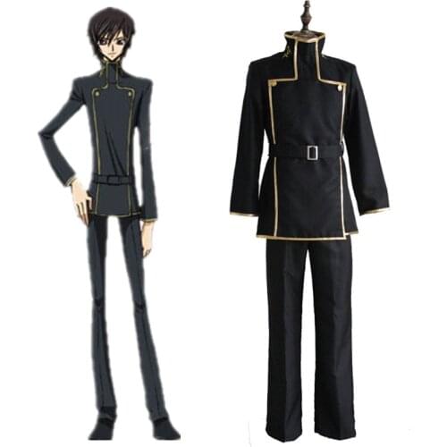 Code Geass Cosplay Lelouch Lamperouge Japanese School Uniform Black Set Mens Code Geass Costume