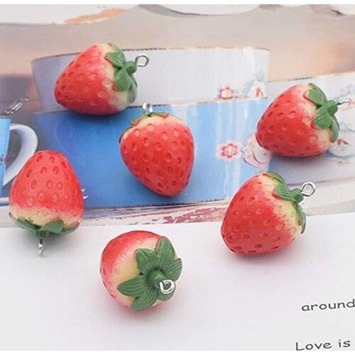 24pcs Resin Simulation Small Strawberry Pendant DIY for Necklace Bracelet Jewelry Making and Crafting For Jewelry Making