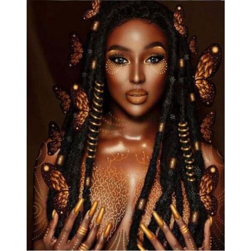 Full square round Diamond Embroidery African woman Makeup Diamond Mosaic Rhinestone Diy Diamond Painting Cross Stitch kitZP-3720