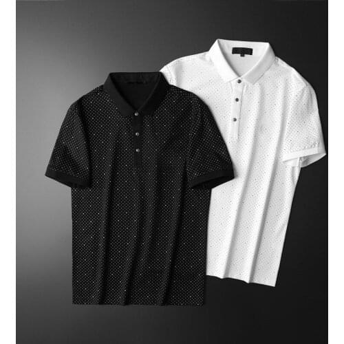 Summer fashion Korean trendy mens new casual high-end large size double-sided silk mens short-sleeved POLO t-shirt