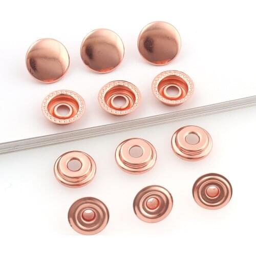 30sets 15mm Metal Press Studs Sewing Button Snap Fasteners Rose gold Sewing Leather Craft Bags Garment Handmade DIY Accessories