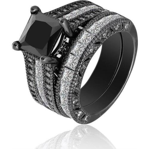 Fashion Jewelry Rings, Little white zircon ring set in black
