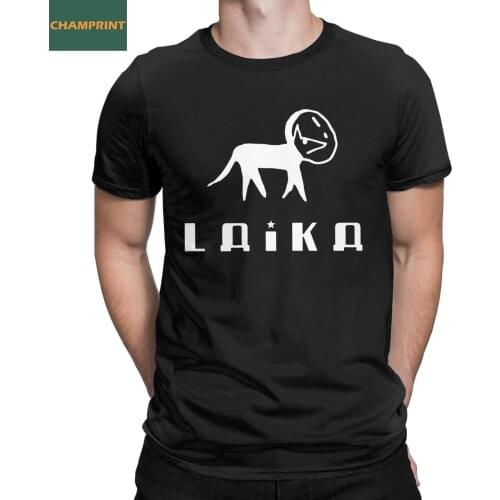 Men T-Shirt Laika Dog Cccp Soviet Novelty Cotton Tee Shirt Short Sleeve T Shirt Round Neck Tops Gift Idea