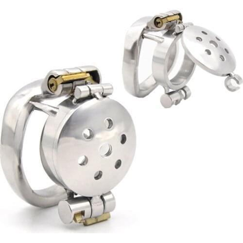 Small stainless steel Chastity cage urethral sound metal penis lock ring stretcher BDSM bondage sadism restraint sex toy man