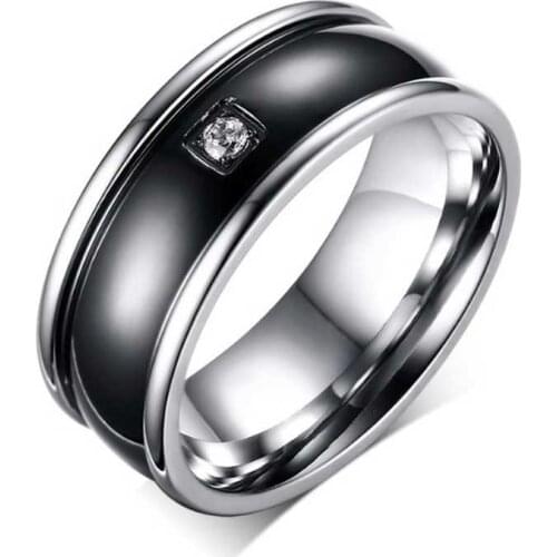 Big vintage silver color black crystal ring for women men fashion jewelry Valentines Day gifts