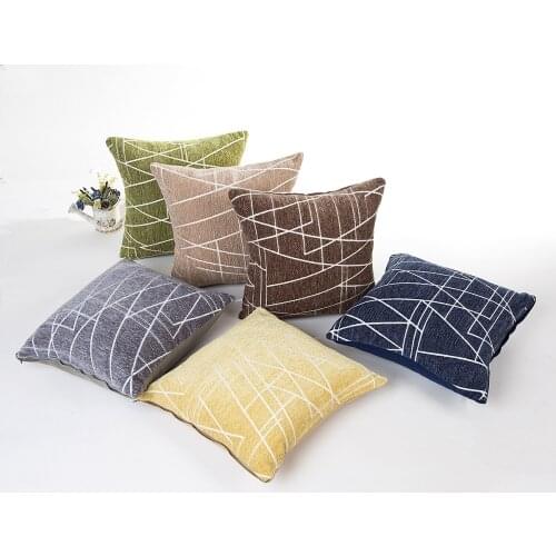 New Modern Simple Style Stripe Embroidery Pillowcase Nordic Geometric Thick Chenille Cushion Cover Sofa Seat Bed Pillows Cover