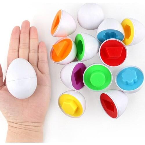 6PCS Montessori Learning Education Math Toys Smart Eggs 3D Puzzle Game For Children Popular Toys Jigsaw Mixed Shape Tools No Box