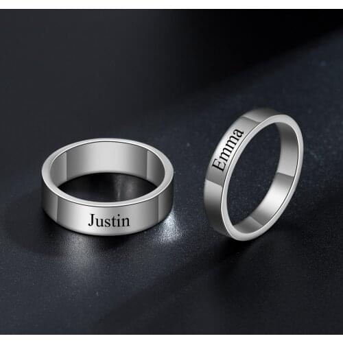 Personalized Stainless Steel Name Rings Round Engraved For Couple Finger Ring Party Wedding Rings Custom Name Jewelry Not Fade