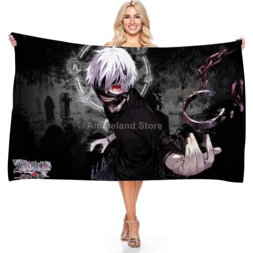 Tokyo Ghoul Anime Bath Beach Towel Square 3d Delicate Microfiber Outdoor Blanket Living Room Home Decor Swimming Fashion Kids