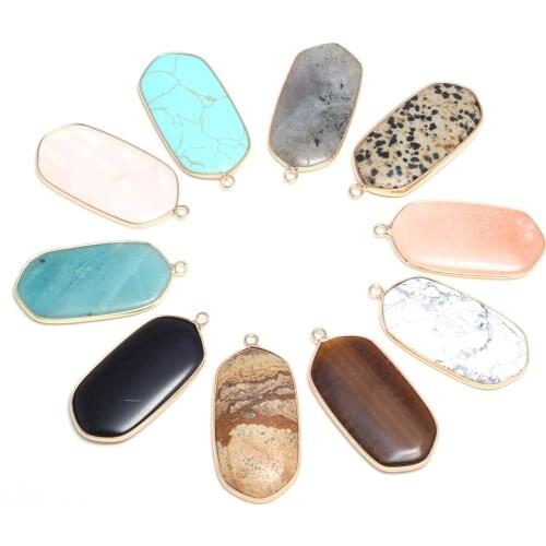 Natural Stone Pendants for Jewelry Making Diy earring necklace Bracelet accessories Charms Reiki Healing Gift Size 23x43mm