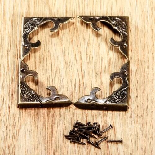 4pcs Corner Protectors 30*30*4.5mm Antique Brass Furniture Corner Brackets Jewelry Gift Box Wood Case Decorative Feet Leg
