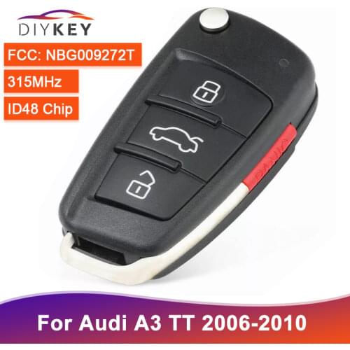 DIYKEY for Audi R8 DE 420837220A FCC ID: NBG009272T New Replacement Remote Car Key Fob 4 Button 315MHz ID48 Chip