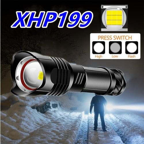 Most Powerful XHP199 LED Flashlight USB 18650 rechargeable Lantern LED xhp90 p70 Torch work lamp outdoor light hunting lanterna