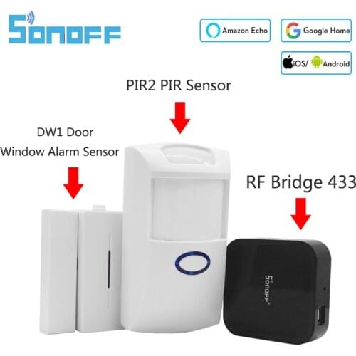 Sonoff RF Bridge 433MHZ Wifi Wireless Signal Converter PIR 2 Sensor/ DW1 Door & Window Alarm Sensor for Smart Home Security Kits