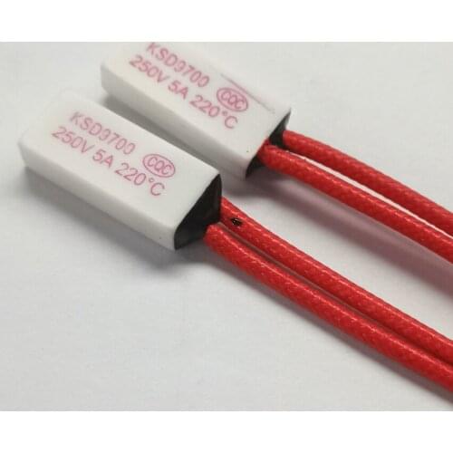 5PCS/Lot Ceramic KSD9700 5A 250V 220℃ 220 degrees High Temperature Switch Thermostat Protector Normally close