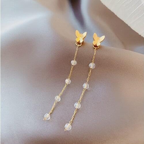 Long Tassel Butterfly Drop Earrings Gold Silver Color 2021 Fashion Hanging Women Earrings Summer Jewelry Girls Party Gift