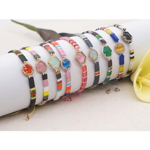 DIY Handmade Beaded Jewelry Diamond Colored Gemstone TILA Bead Bracelet Jewelry Handmade Loom Armband Wholesale
