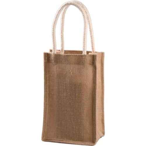Burlap Tote Shopping Bag Jute Gift Bags Reusable Grocery Bag with Handle for Decorating Art Craft Bookbag Events Schools 6XDA