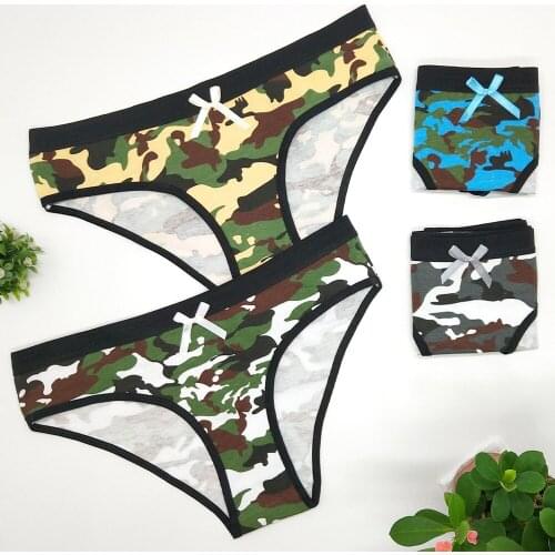 Women 's Underwear Panties Sexy Camouflage Printed Cotton Briefs Comfortable and Strong Shorts Modal Striped Lingerie 039