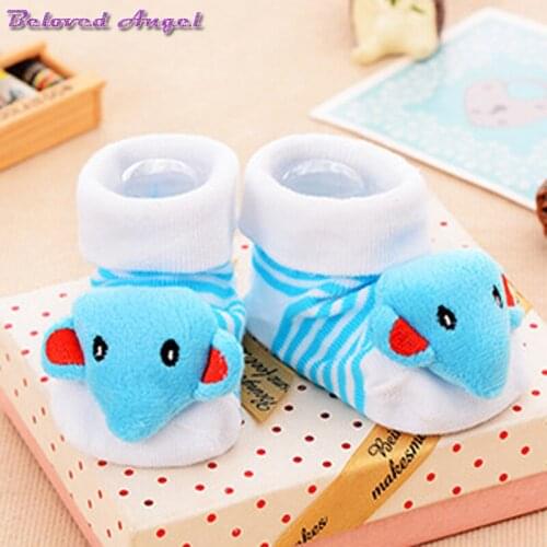1 Pair 0-18 Month Cotton Cute Christmas Baby Socks Floor Slip-resistant 3d Print New Born Kids Anti-skid Toddlers Slippers Socks