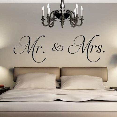 1Pc Vinyl Mr Mrs Wall Stickers For Bedroom Living Room Decoration Modern Home Decor Removable Decal DIY Wedding Room Supplies