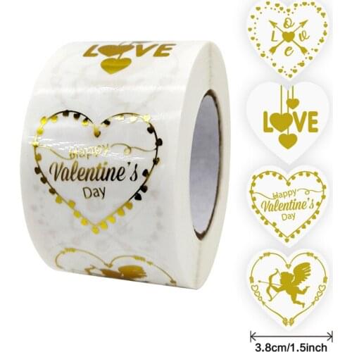3.8cm Transparent Heart shape Seal Label Stickers Handmade With Love For Valentines day Wedding Party Favor Sticker Gift decor