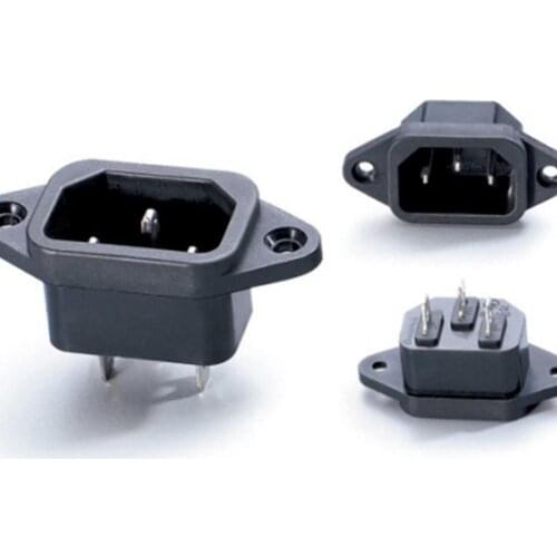 3 Pin IEC320 C14 Power Socket Connector AC 250V 10A Power PCB Panel Power Inlet