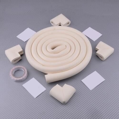Beige NBR 5pcs 2M "U" Shape Baby Kids Safety Desk Edge Corner Cushion Guard Strip Protector Kit