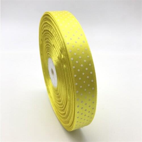 5Yards 3/4" 20mm Yellow Printing Polka Dot Satin Ribbon Hair Bow Christmas Wedding Decoration DIY Sewing Craft