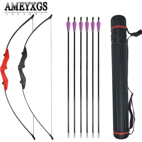 50" Youth Shooting Training Straight Bow Beginner Archery Practice Longbow Left/right Hand Double Arrow Rest For Hunting Sports