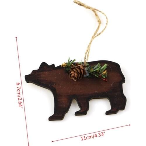 594C Christmas Wooden Sign Hanging Pendant Farmhouse Deer Plaque Xmas Tree Door Decor