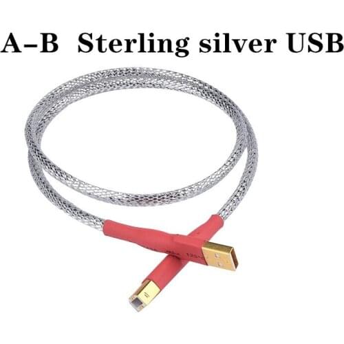 Sterling silver 8-core decodificador dac cabo de dados usb placa de som cabo A-B escudo cabo usb alta qualidade tipo a para tipo