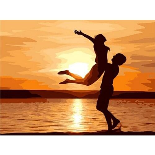 5D Diy Diamond Painting Couple Landscape Cross Stitch Girl and Sunset Embroidery Rhinestone Picture Home Decor Gift