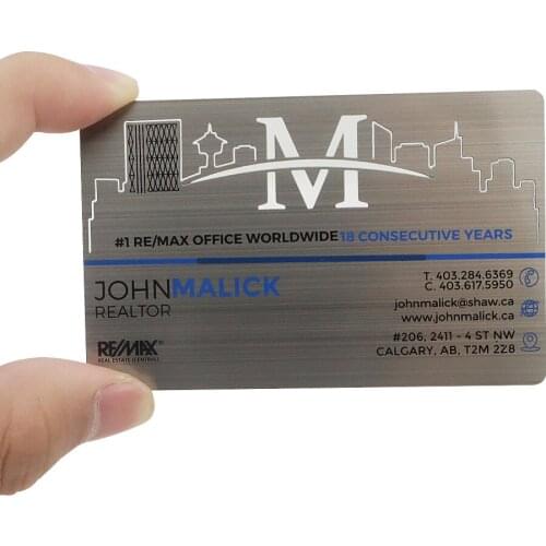 Cheap laser engraved stainless steel brushed metal card / metal business card