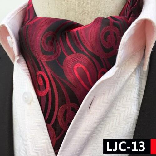 Design Necktie Stylish Red Paisley Ascot Vintage British Style Jacquard Woven Ascots for Men
